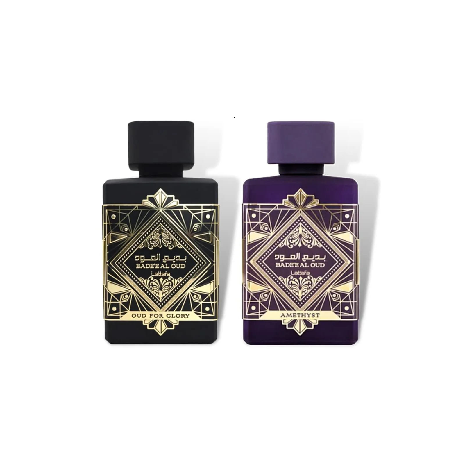 Crafted Lattafa Bade'e Al Oud 2-Piece Set for Unisex 3.4 Oz Amethyst Eau De Parfum Spray 3.4 Oz Oud for Glory Eau De Parfum Spray World-Class