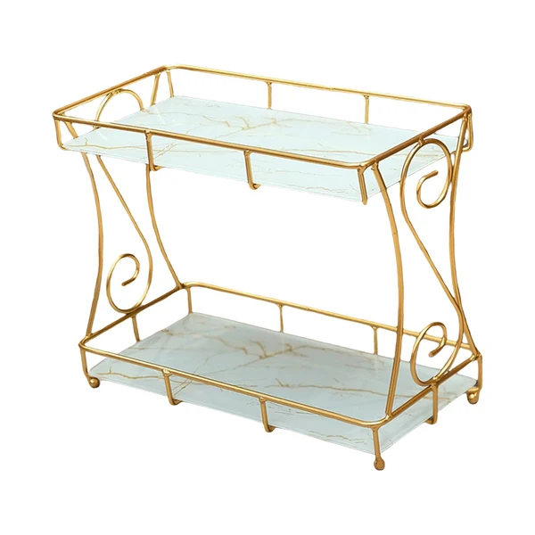 Practical Maxbell Iron Cosmetic Storage Rack Storage Box Organizer for Bathroom Countertop White Versatile