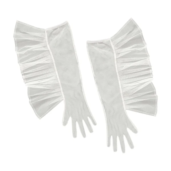 Exclusive Maxbell Fashion Lace Ruffle Long Gloves Girls Arm Covers Dress up Womens Gloves White User-Friendly