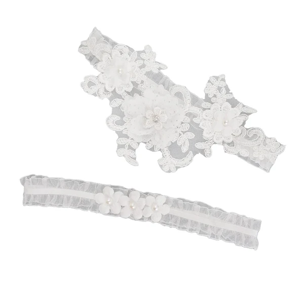 Relaxed Maxbell 2x Wedding Garter Lace Garter Belt Stretchy Accessories 55cm to 70cm Natural