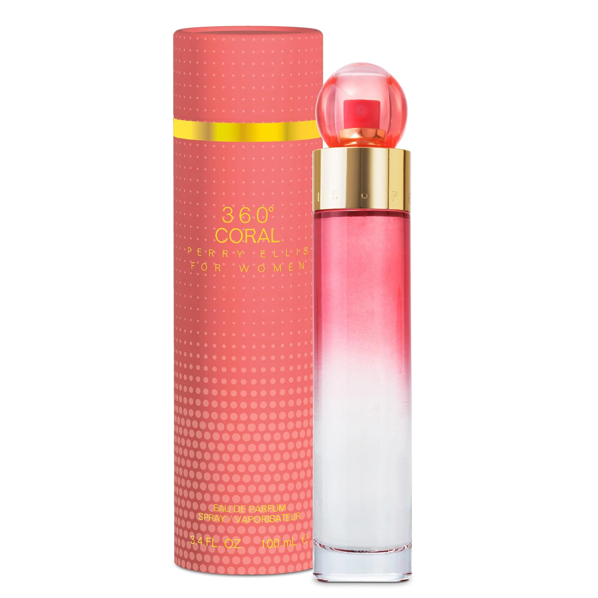 High-Grade Perry Ellis 360° Coral Eau De Parfum Spray for Women - Perfume for Women Floral Fruity Fragrance EDP Designer Scent for Her Long Lasting - 3.4 Secure