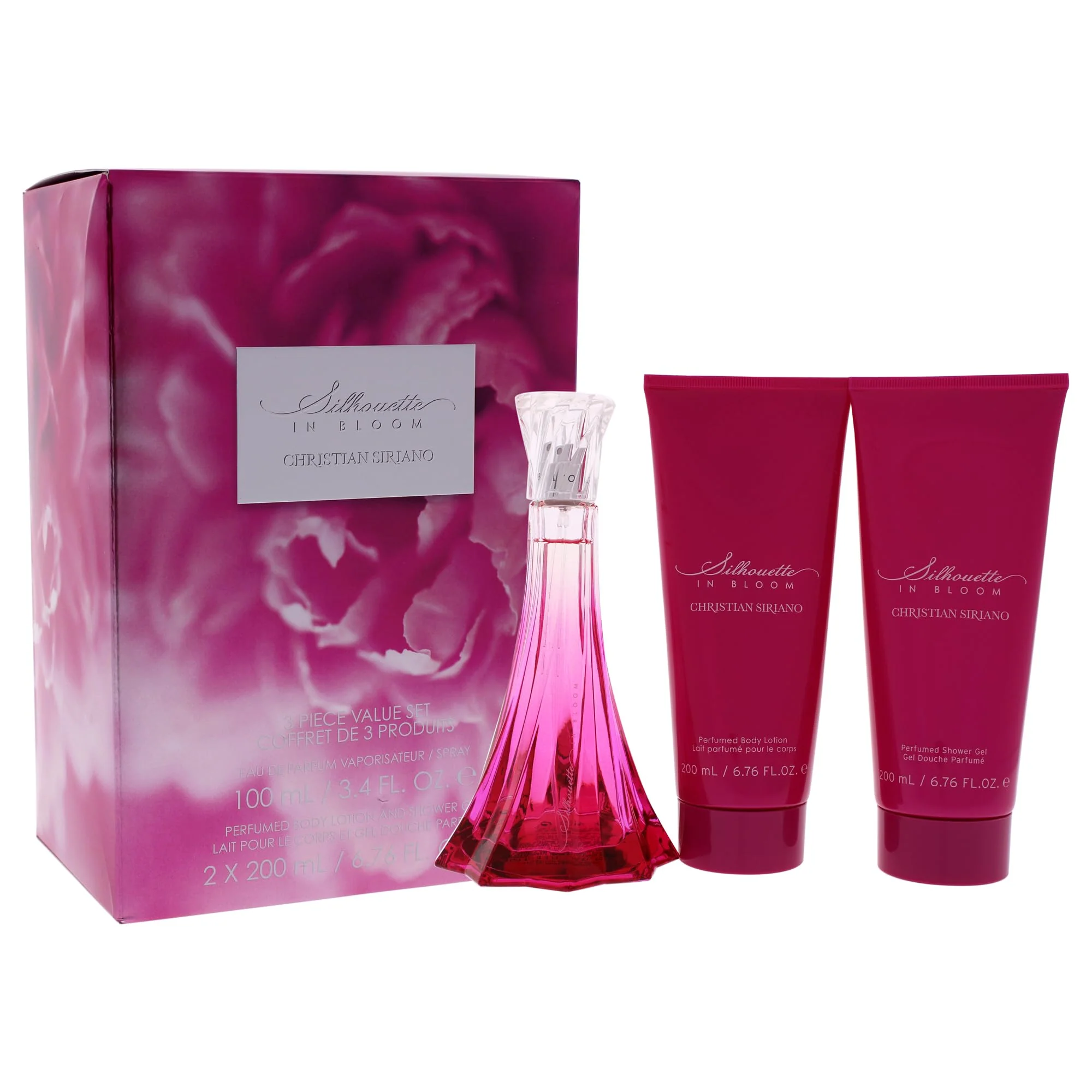 Elegant Silhouette In Bloom by Christian Siriano for Women - 3 Pc Gift Set 3.4oz EDP Spray 6.7oz Perfumed Body Lotion 6.7oz Perfumed Shower Gel High-Performance