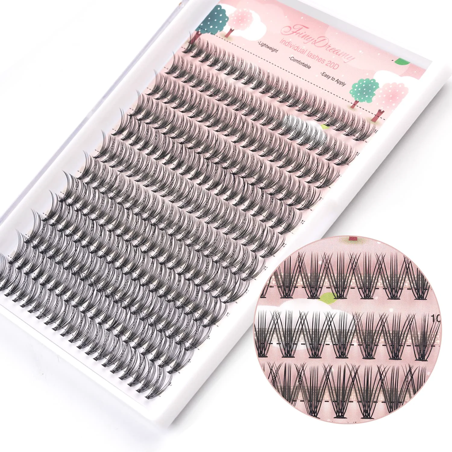 Smooth 20D Lash Clusters 240pcs Individual Lashes Extensions Volume Cluster Lashes 10-14mm Mix Lengths 20 Roots C Curl 0.07mm Thickness eyelash and Apply Healthy