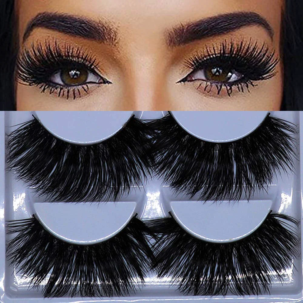 Convenient 5 Pairs 3D Mink Lashes Natural Fluffy False Eyelashes 25mm Long Strip Lashes Handmade Cruelty- Fake Eyelashes for Makeup K02 Premium Material