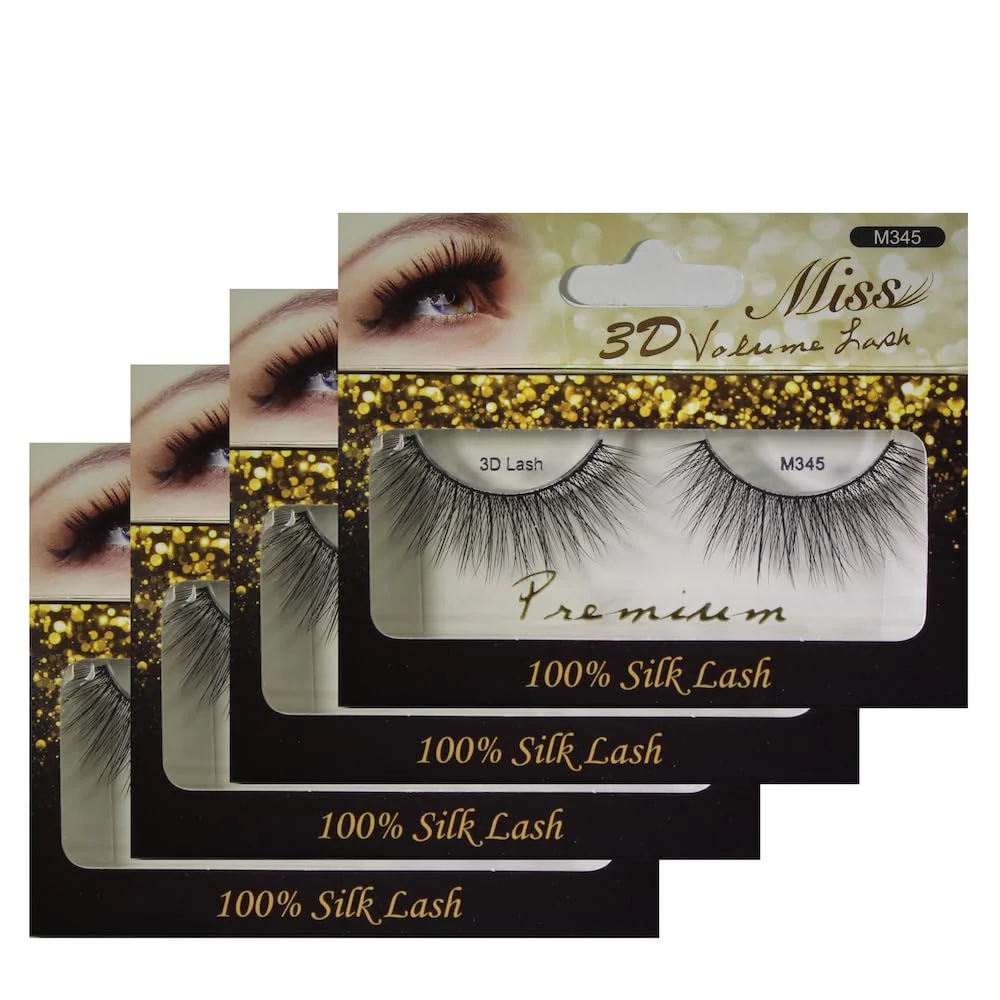 Pure 4 Pairs of Miss 3D Volume Tapered False Eyelash Extension M345 Natural