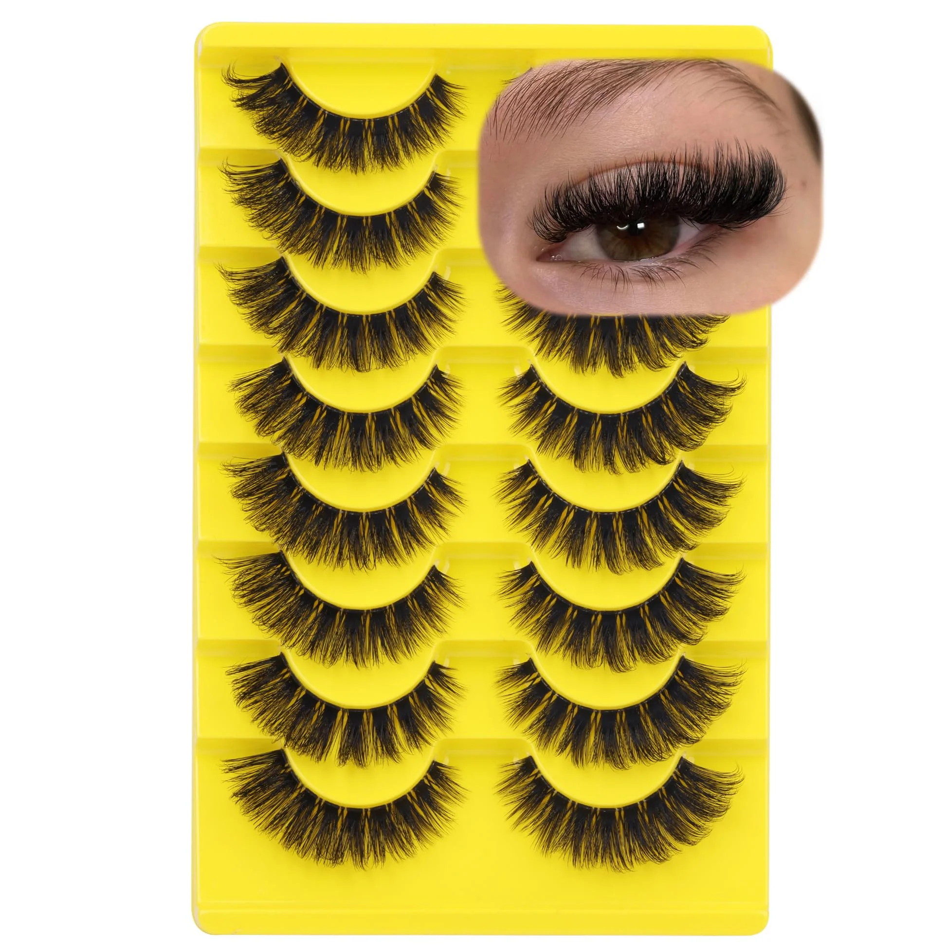Pure ALICE Cat Eye Lashes Russian Strip Lashes False Eyelashes Clear Band Eyelashes Dramatic Faux Mink Lashes 8 Pairs Excellent