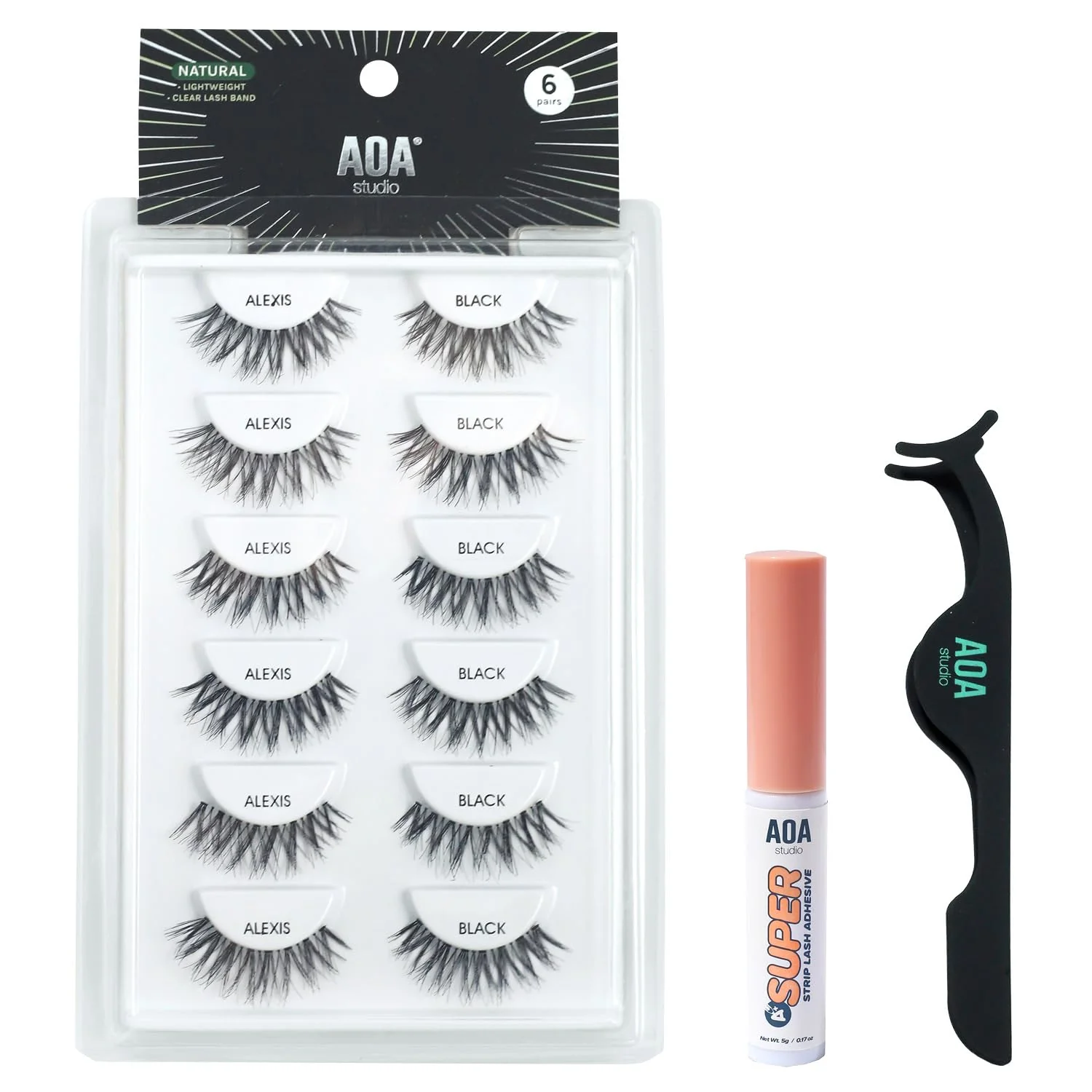 Easy-to-Use AOA Studio 6 Pairs Alexis Natural Handmade False Eyelashes with Glue and Tweezer Lash Kit Natural Volume Reusable Fake Eyelashes 100 Percent Handmade Trusted