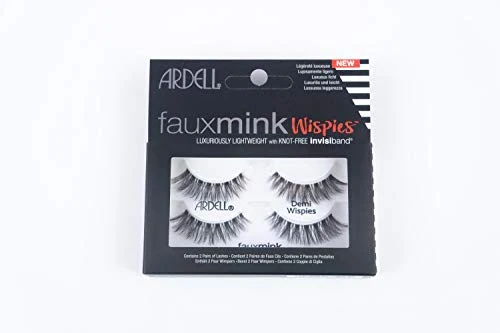 Outstanding Ardell Faux Mink Wispies Lashes - Lightweight Knot- Natural-Looking False Eyelashes with Invisiband 2-Pairs World-Class