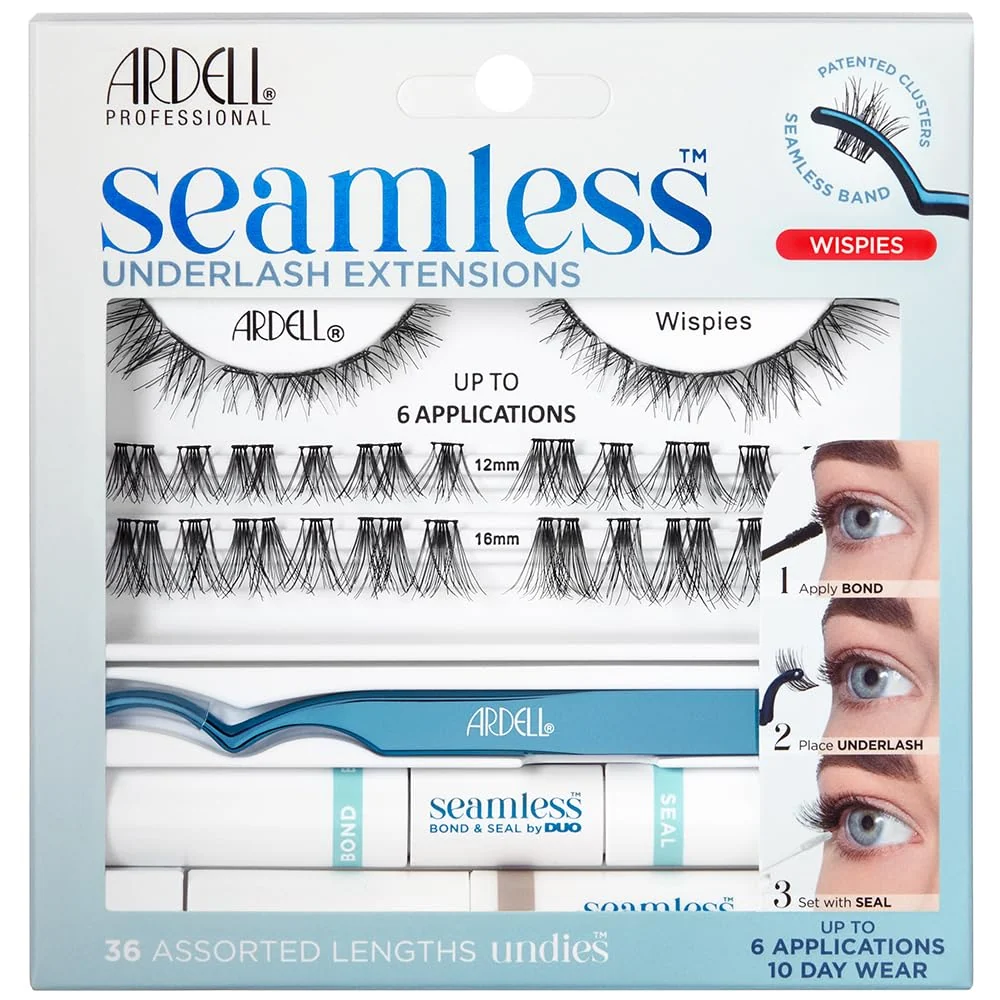 Dependable Ardell Seamless Eyelash Extension Kit Wispies - Customizable DIY Lash Clusters Includes Bond Seal and Applicator for Long-Lasting Natural Lashes Traditional