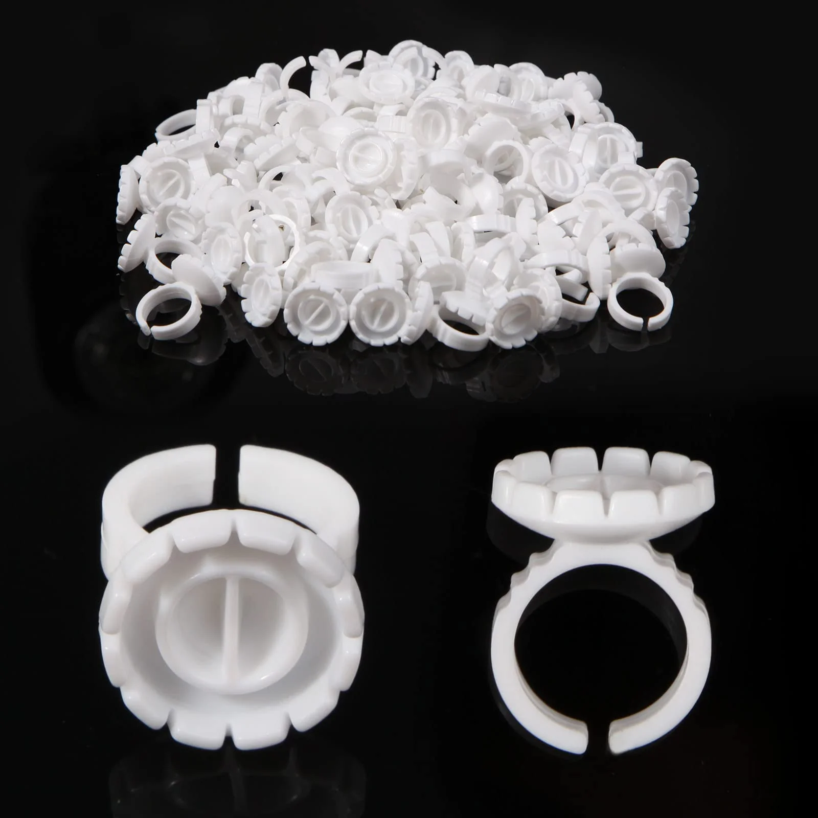 Stylish Burboeiy 100PCS Lash Rings for Eyelash Extensions - Smart Glue Cups with Eyelash Glue Holder Functional