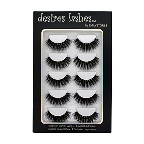Safe DESIRES LASHES By EMILYSTORES Natural Eyelashes 3D Faux-Mink Lashes Multipack 5Pairs Texture Modern