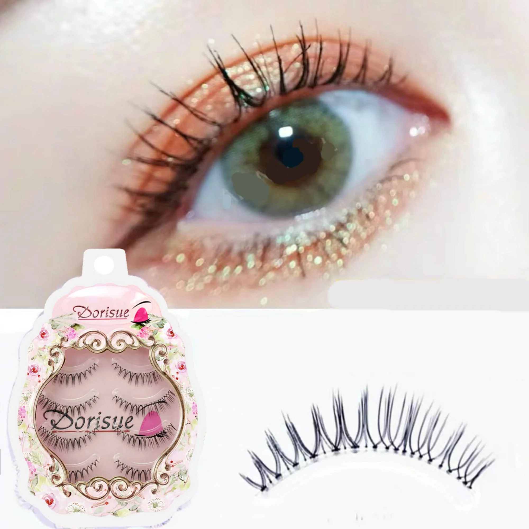 Trendy Dorisue Natural Volume False Eyelashes - Ultra Light Clear Band Lashes for Office Daily Wear 4-10mm 4 Pairs E3 Selected