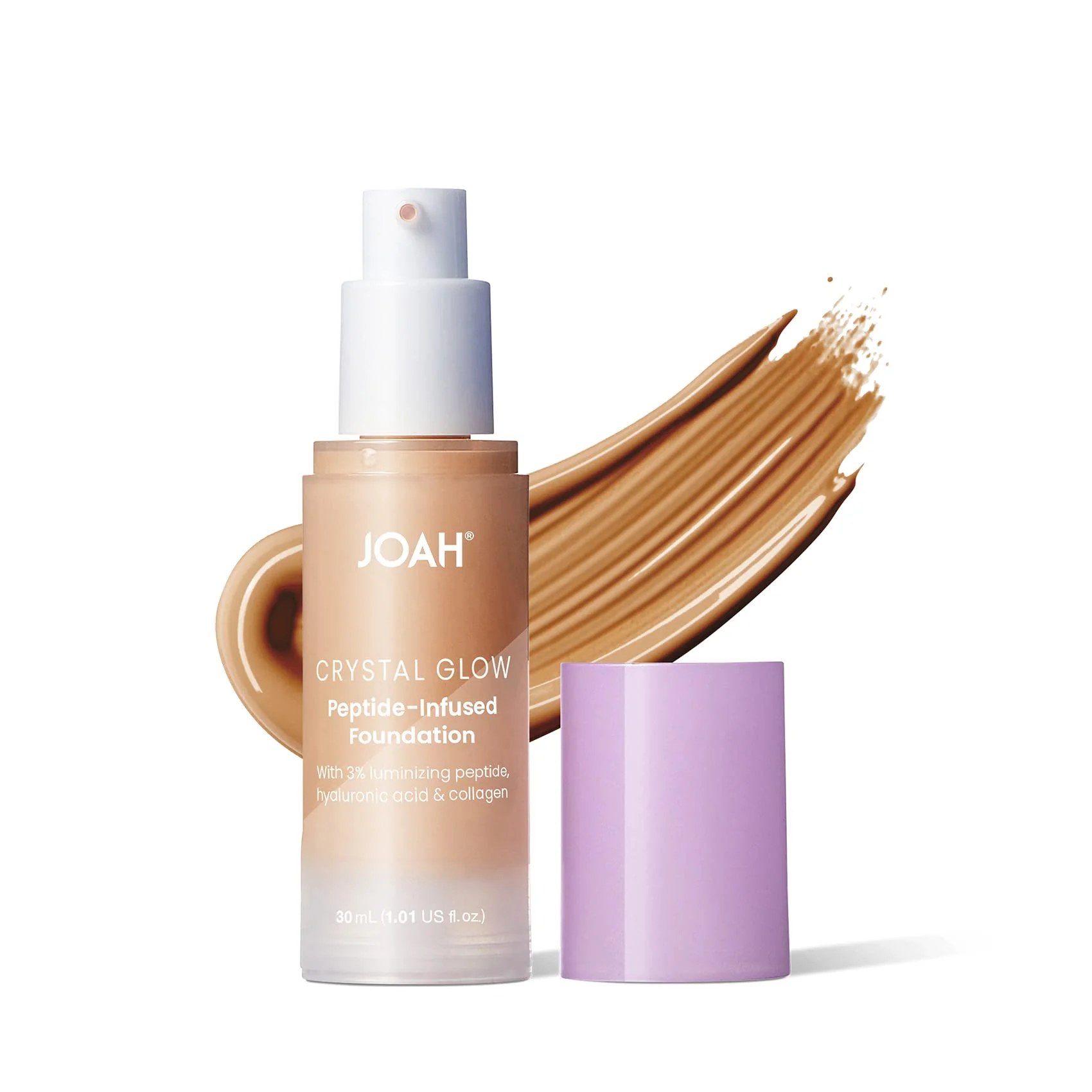 Original JOAH Crystal Glow Peptide-Infused Foundation 2-in-1 Multitasking Korean Makeup with Blurring Face Primer Luminizer Hydration Skin Defense for a Pure
