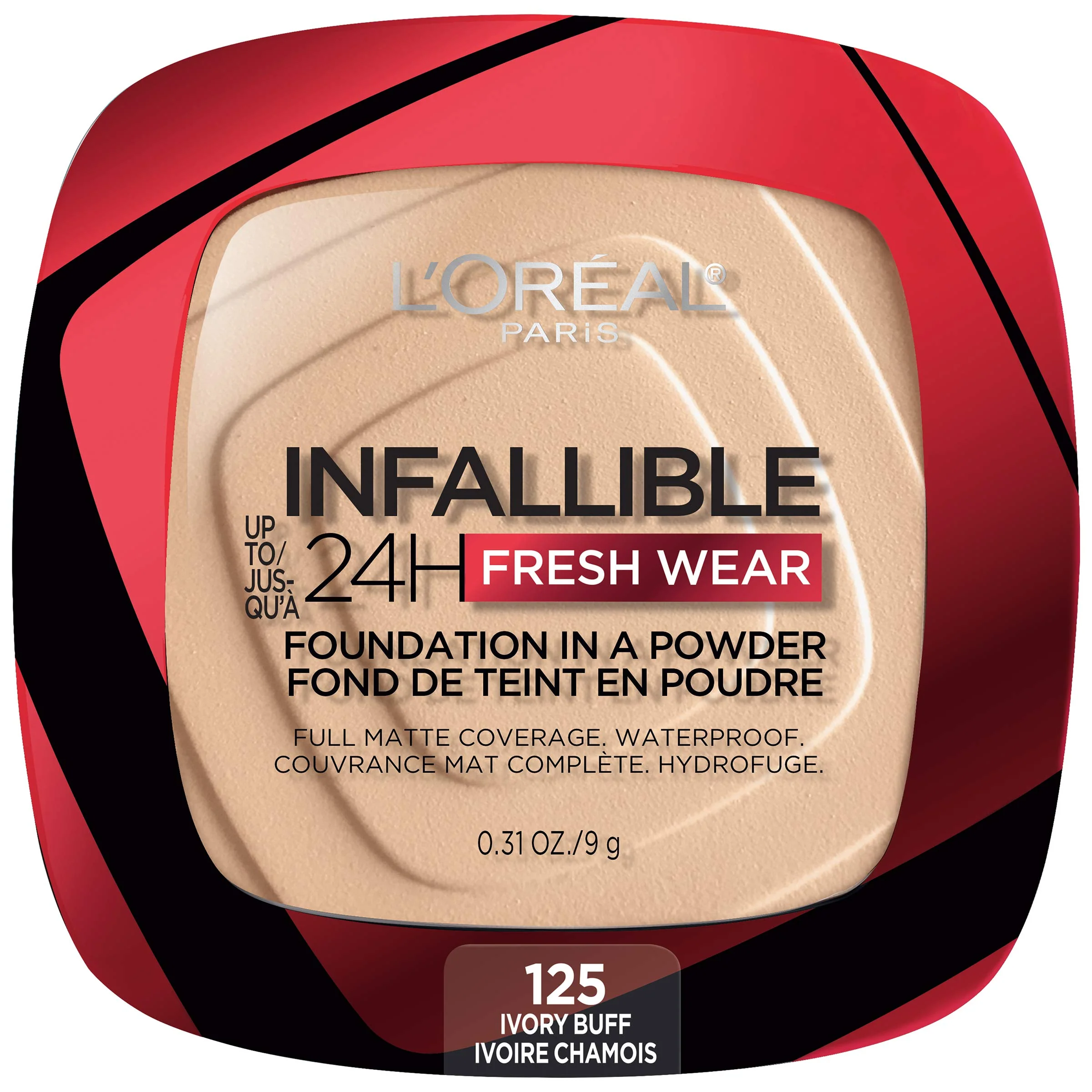 Exceptional L'O Paris Makeup Infallible Fresh Wear Foundation in a Powder Up to 24H Wear Waterproof Ivory Buff 0.31 oz. Consistent