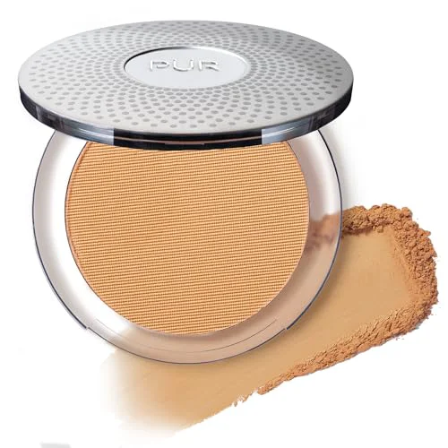 Clean PUR Beauty 4-in-1 Pressed Mineral Makeup Powder Foundation with SPF 15 - Concealer Finishing Compact Pressed Powder for Face - Buildable Medium Soft