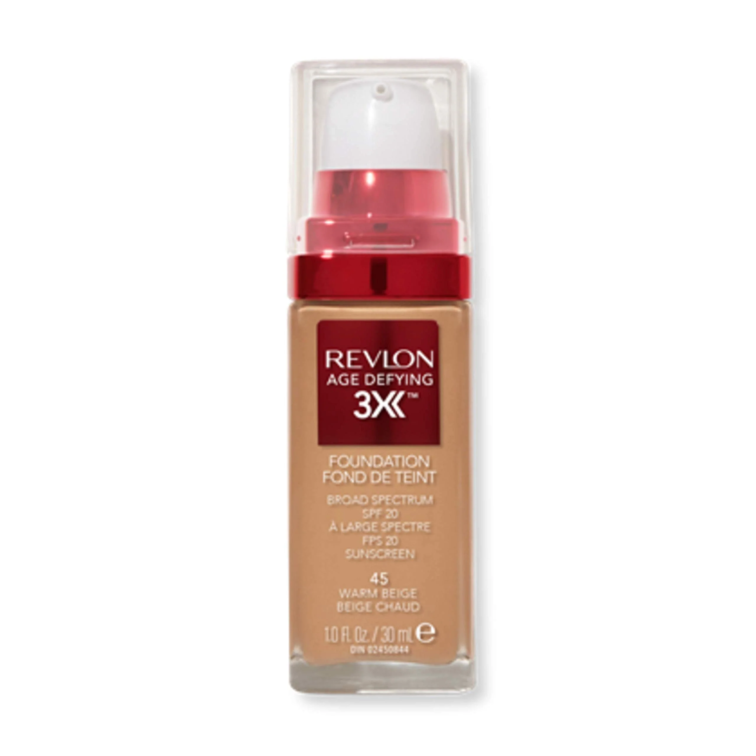 Fine Crafted Revlon Age Defying 3X Makeup Foundation Firming Lifting and Anti-Aging Medium Buildable Coverage with Natural Finish SPF 20 045 Warm Beige 1 fl Clean