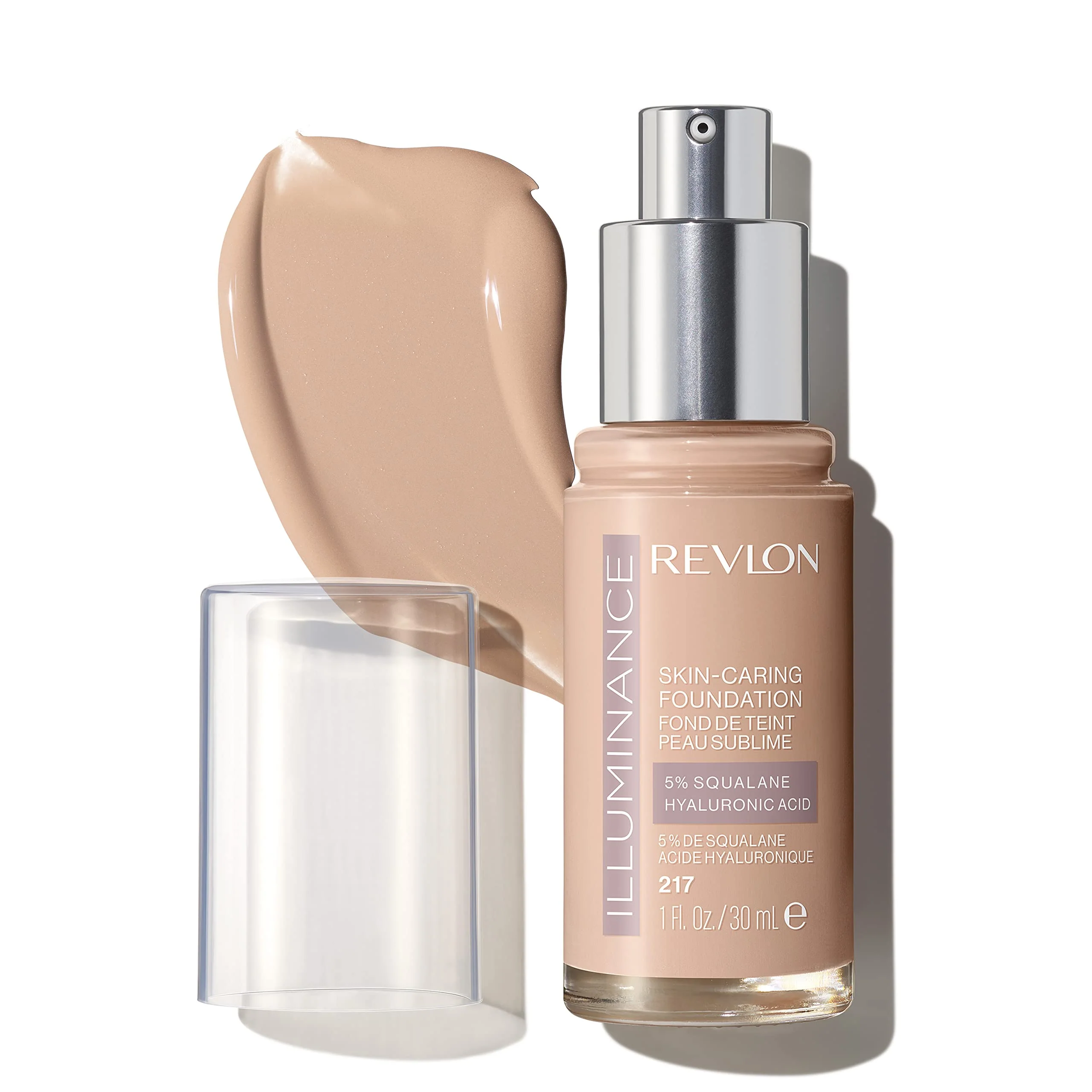 Advanced Revlon Illuminance Skin-Caring Liquid Foundation Hyaluronic Acid Hydrating and Nourishing Formula with Medium Coverage 217 Beige 1 fl oz Contemporary