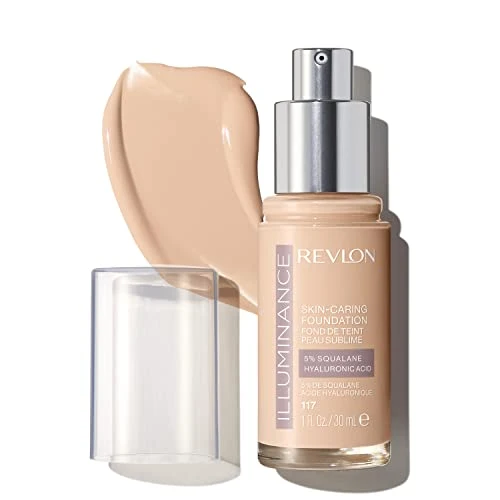 Crafted Revlon Illuminance Skin-Caring Liquid Foundation Hyaluronic Acid Hydrating and Nourishing Formula with Medium Coverage 117 Light Beige 1 fl oz Efficient