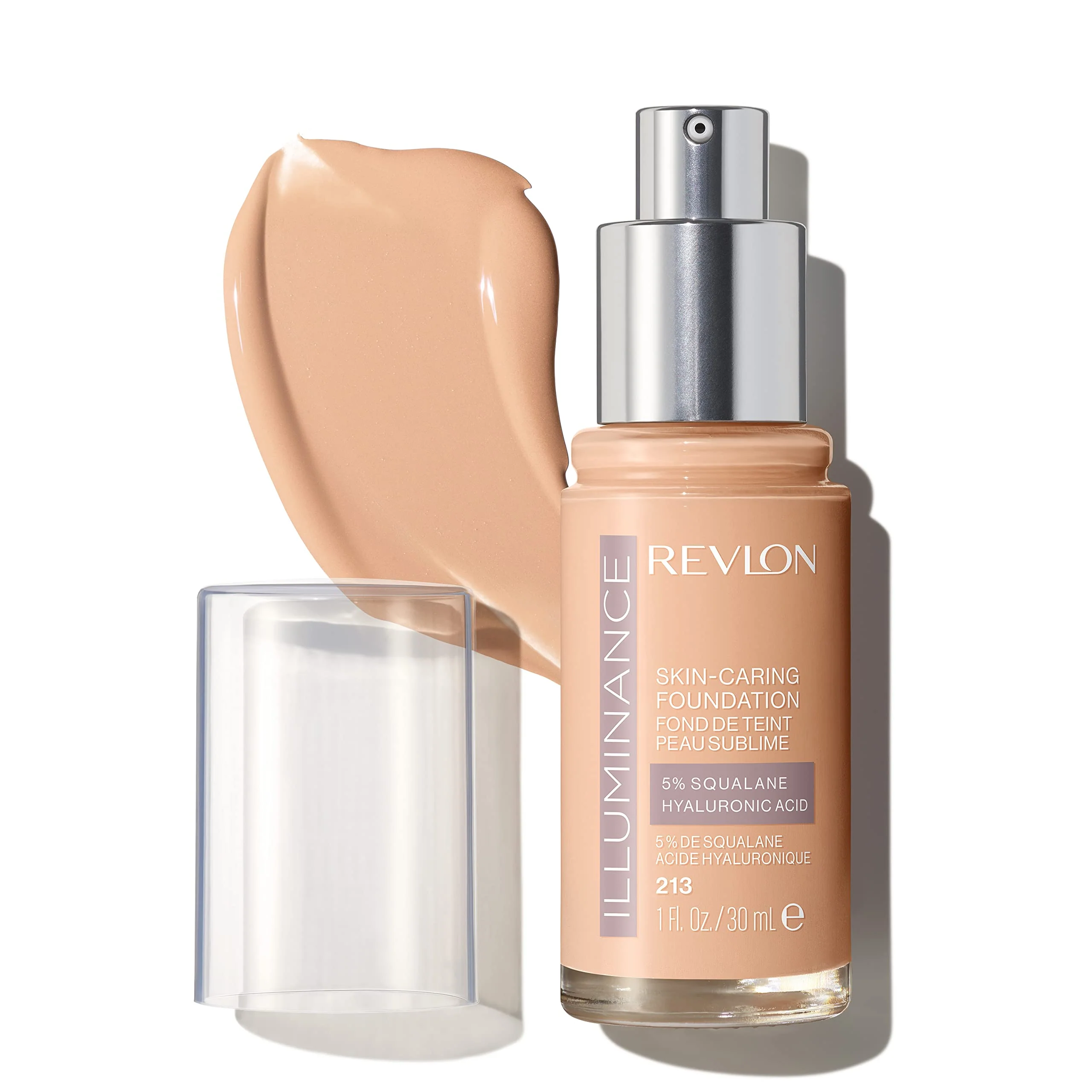 Premium Material Revlon Illuminance Skin-Caring Liquid Foundation Hyaluronic Acid Hydrating and Nourishing Formula with Medium Coverage 213 Light Natural 1 fl oz Premium