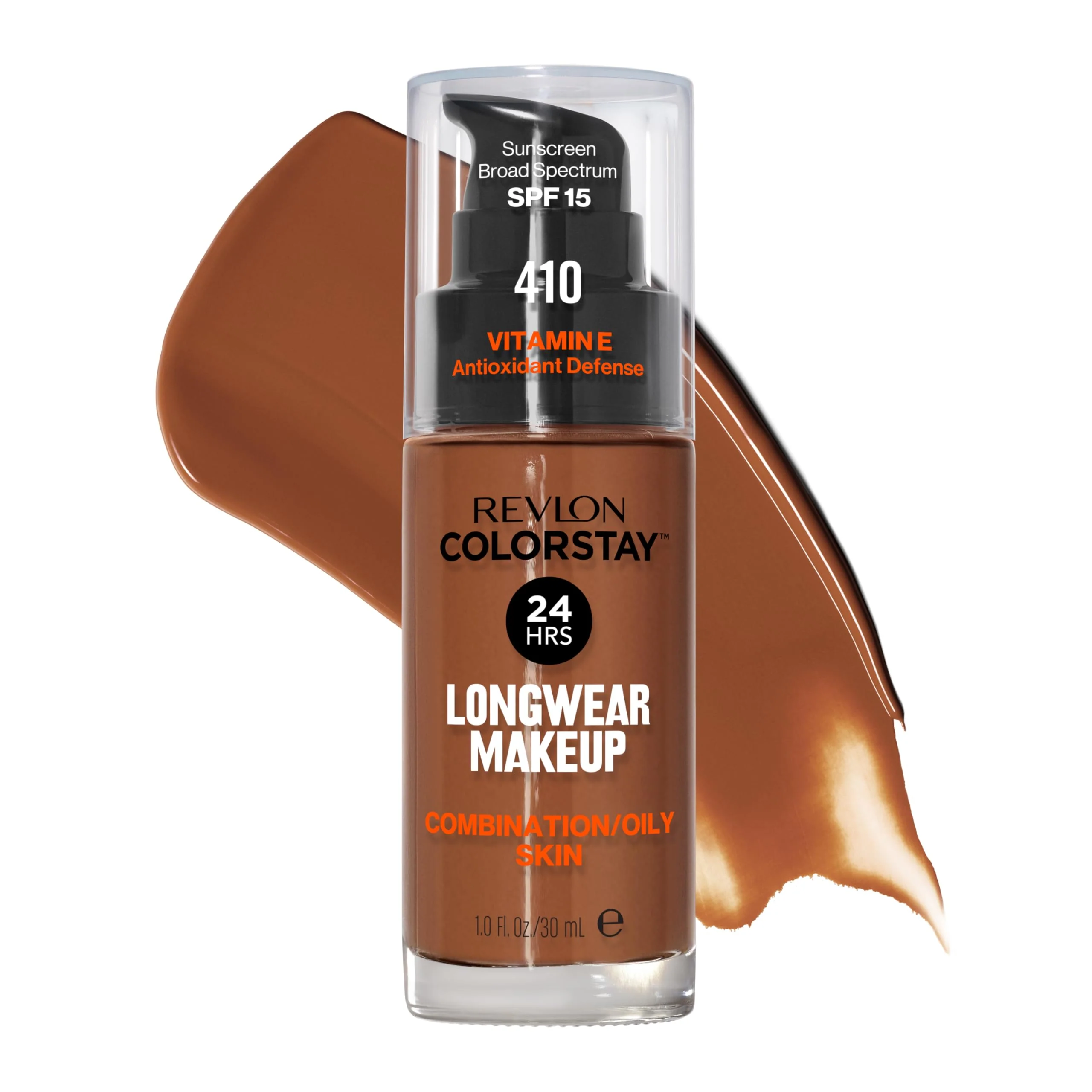 Breathable Revlon Liquid Foundation ColorStay Face Makeup for Combination Oily Skin SPF 15 Medium-Full Coverage with Matte Finish Cappuccino 410 1.0 oz Original Design