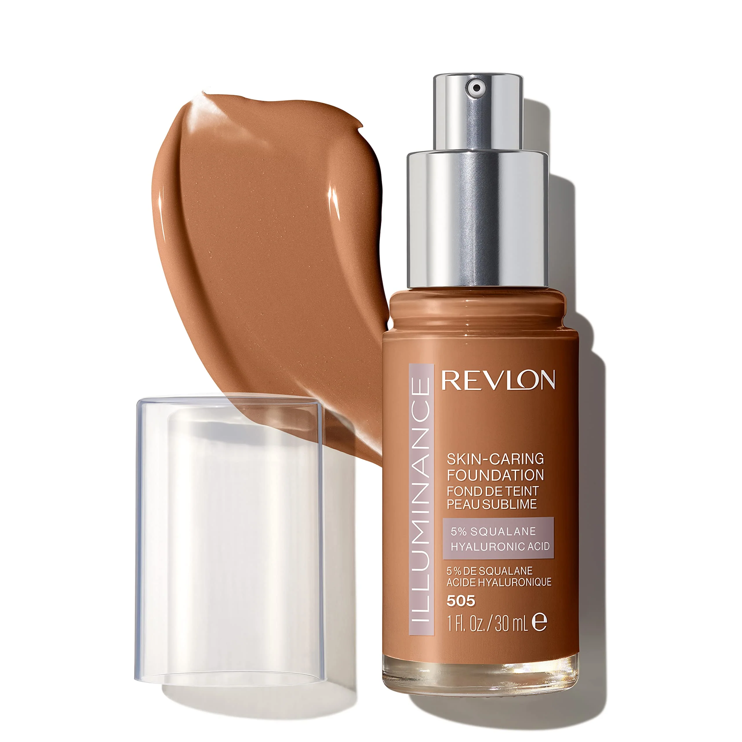 Specialty Revlon Illuminance Skin-Caring Liquid Foundation Hyaluronic Acid Hydrating and Nourishing Formula with Medium Coverage 505 Rich Sand 1 fl oz Effective