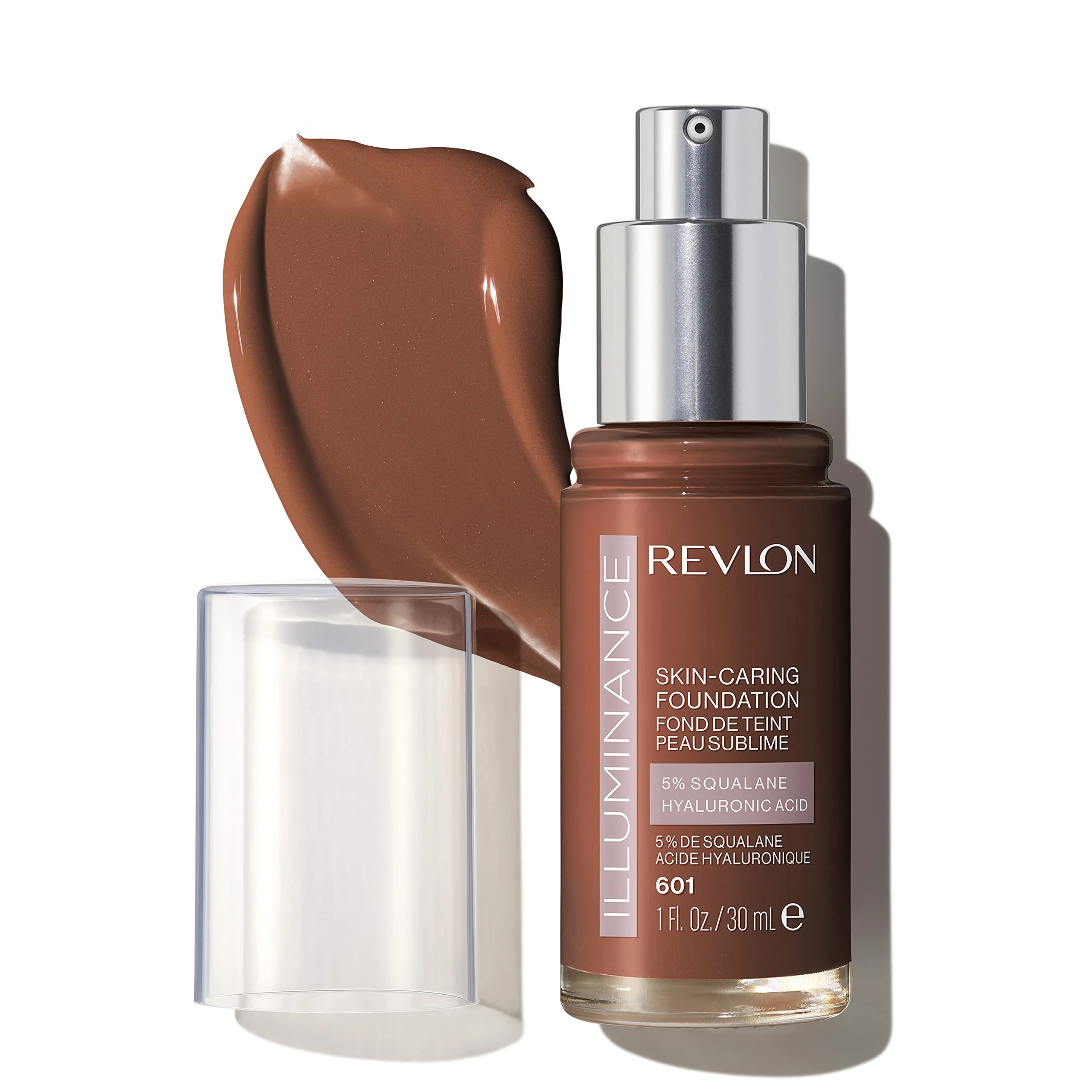 Fine Revlon Illuminance Skin-Caring Liquid Foundation Hyaluronic Acid Hydrating and Nourishing Formula with Medium Coverage 601 Soft Nutmeg 1 fl oz Healthy