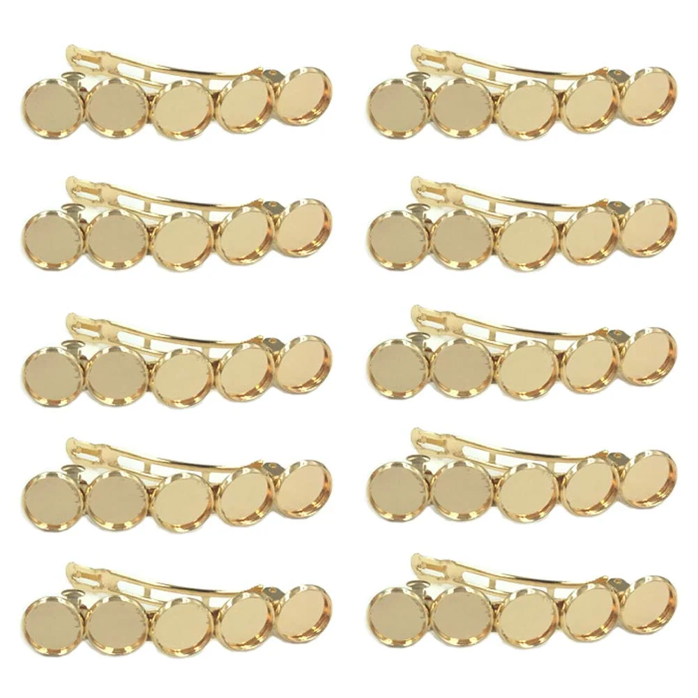 Elite 10 Pieces Metal Hair Clips with Blank Round Tray Base Fits 12mm Round Hair Clip Cabochon Settings Hair Barrettes with Blank Hairgrip Base Trays Fashionable