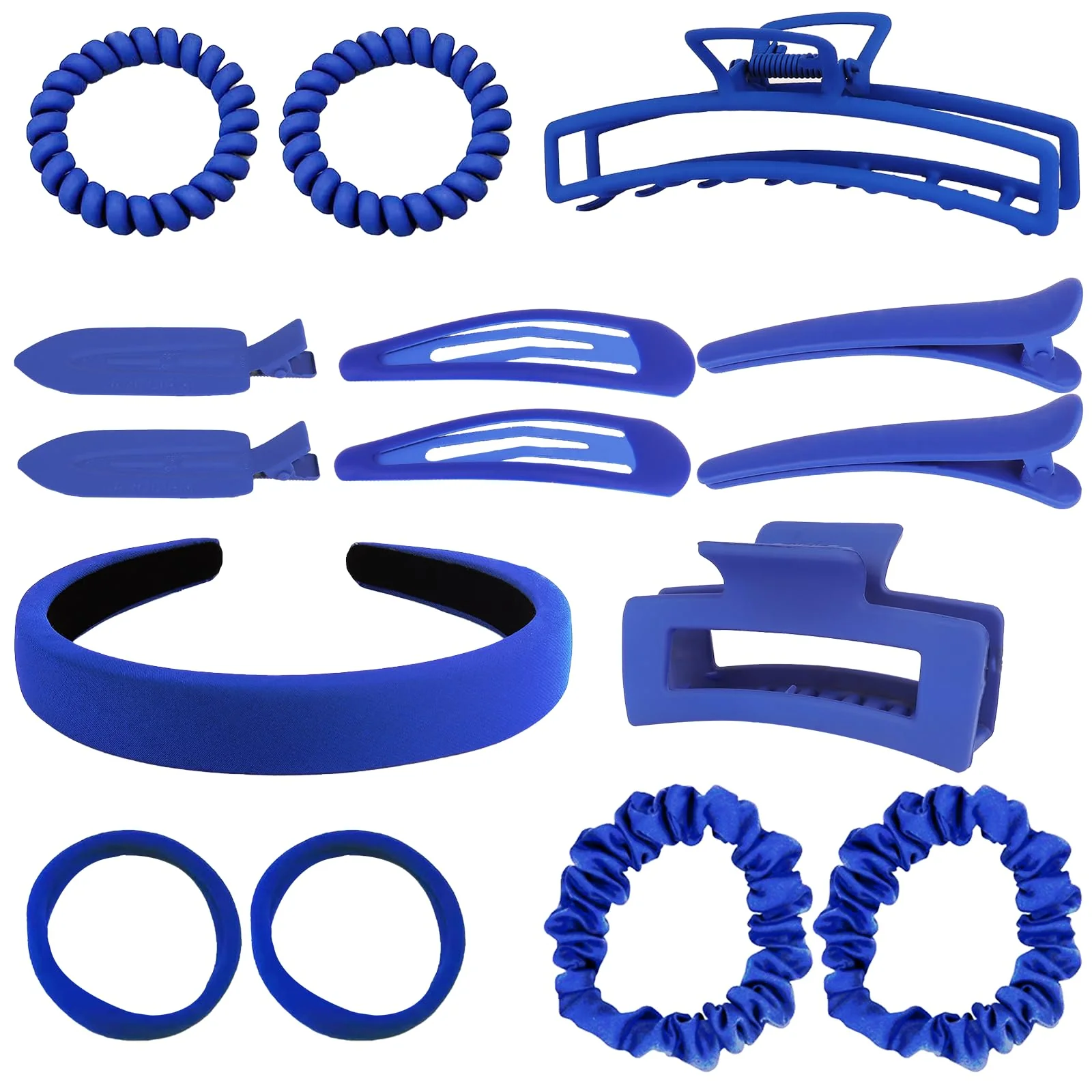 Elite 15pcs Hair accessories set Hair Claws Scrunchy Alligator Snap Clips Ties Bangs Headband Hoop Jaw Big Middle Small Mini Size Light Weight Matte Rubber Comfortable