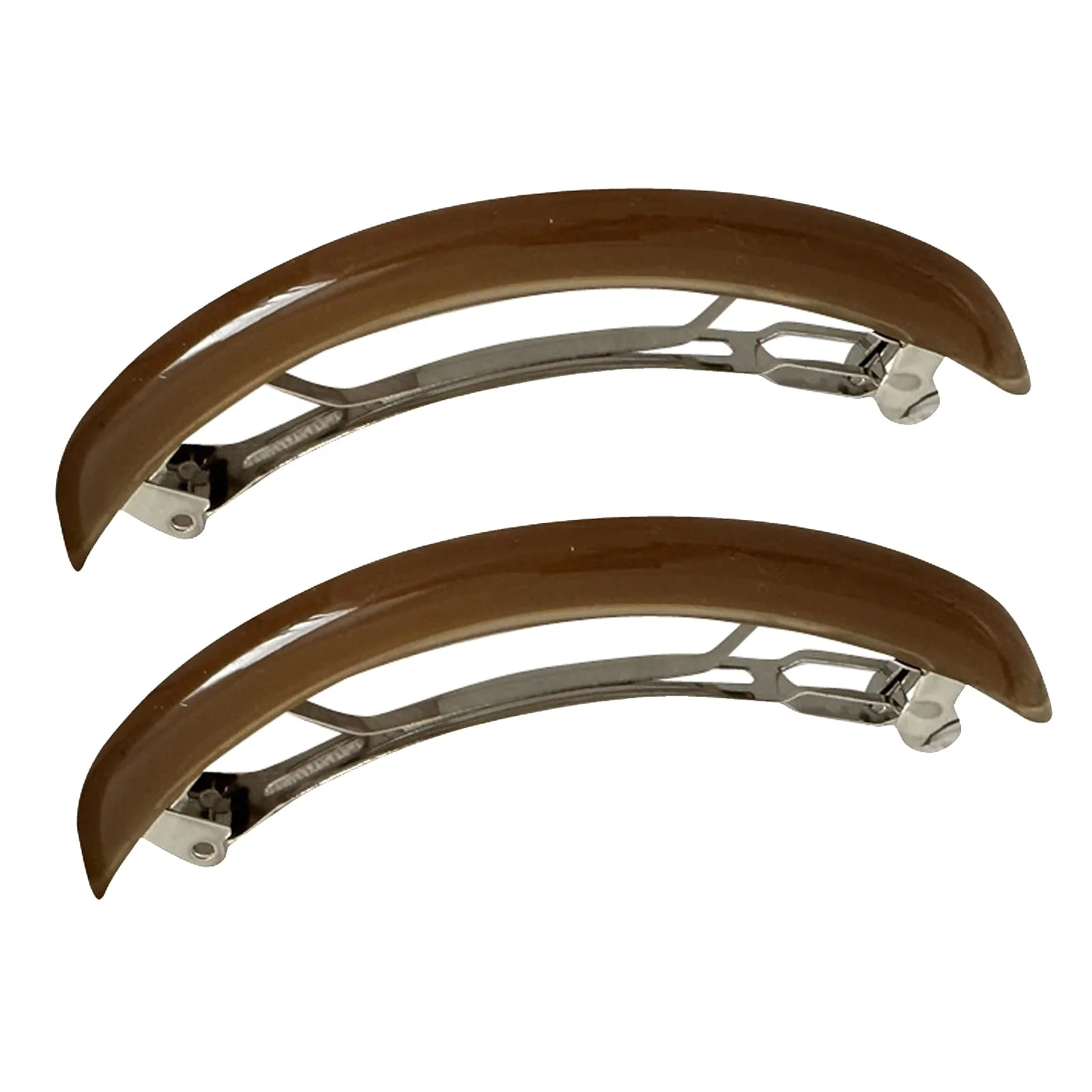 Trendy 2 Pack Vivid Color Curved French Acetate Barrettes Hair Clips Metal Spring Clips Ponytail Barrette Hairstyle Hair Grip No Slip Grip Workouts Hairpins Luxury