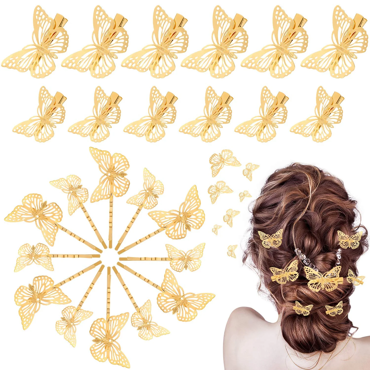 Modern 24 Pieces Halloween Butterfly Hair Clips Metal Butterfly Hair Clamps Metallic Hollow Butterfly Hairpins Clips Hair Accessories for Women Girls Fine Crafted