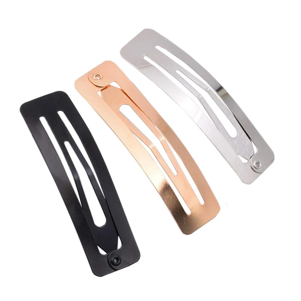 Fine 30Pcs No Slip Metal Snap Hair Clips Grips Hair Barrettes Rectangle BB Clips for Women Hair Accessories 60mm Silver Black and Rose Gold Pure