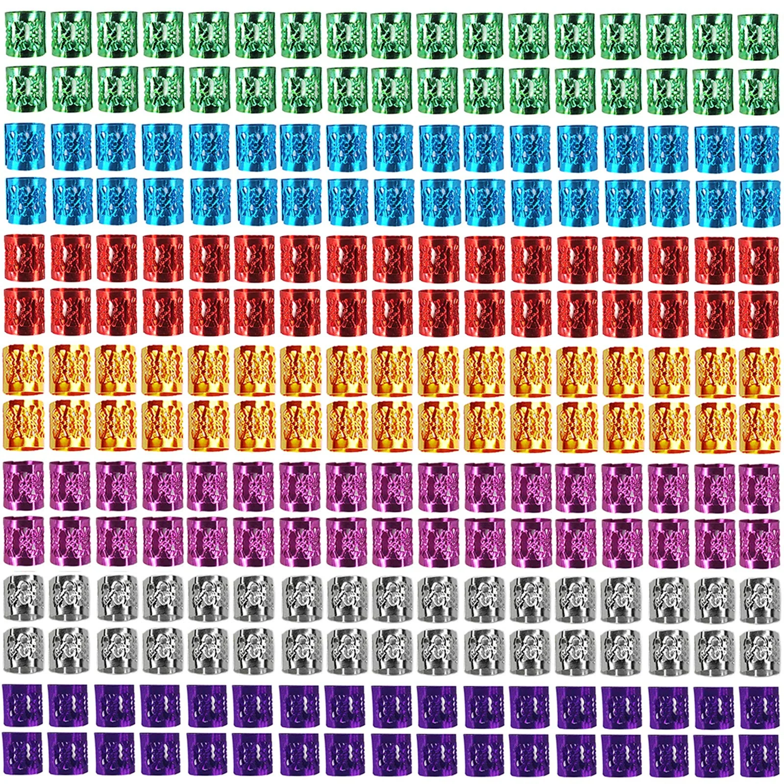 Refined 350PCS Hair Jewelry for Women Braids DreadLock Beads Hair Decorations Aluminum Rings Clips Adjustable Metal Cuffs Braiding Hair Accessory By liliyab Original