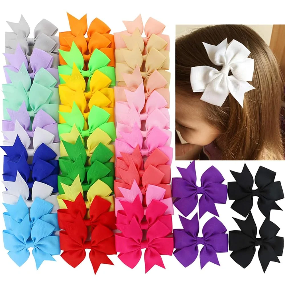 High-Quality 40Piece 3 Inch Boutique Grosgrain Ribbon Pinwheel Hair Bows Alligator Clips For Girls Babies Toddlers Accessories Teens In Pairs Reliable