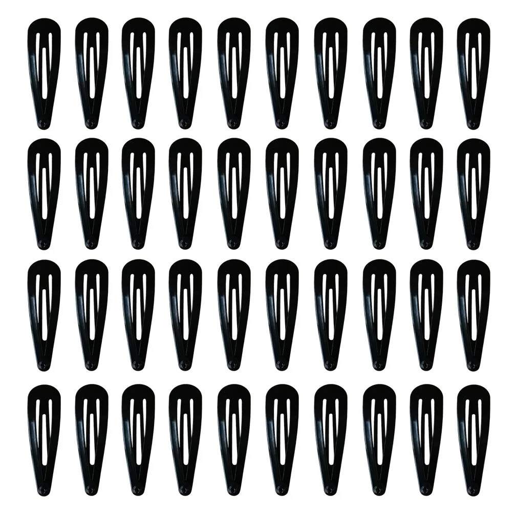 Flexible 40 Pack Black 2 Inch Barrettes Women Metal Snap Hair Clips Accessories Green