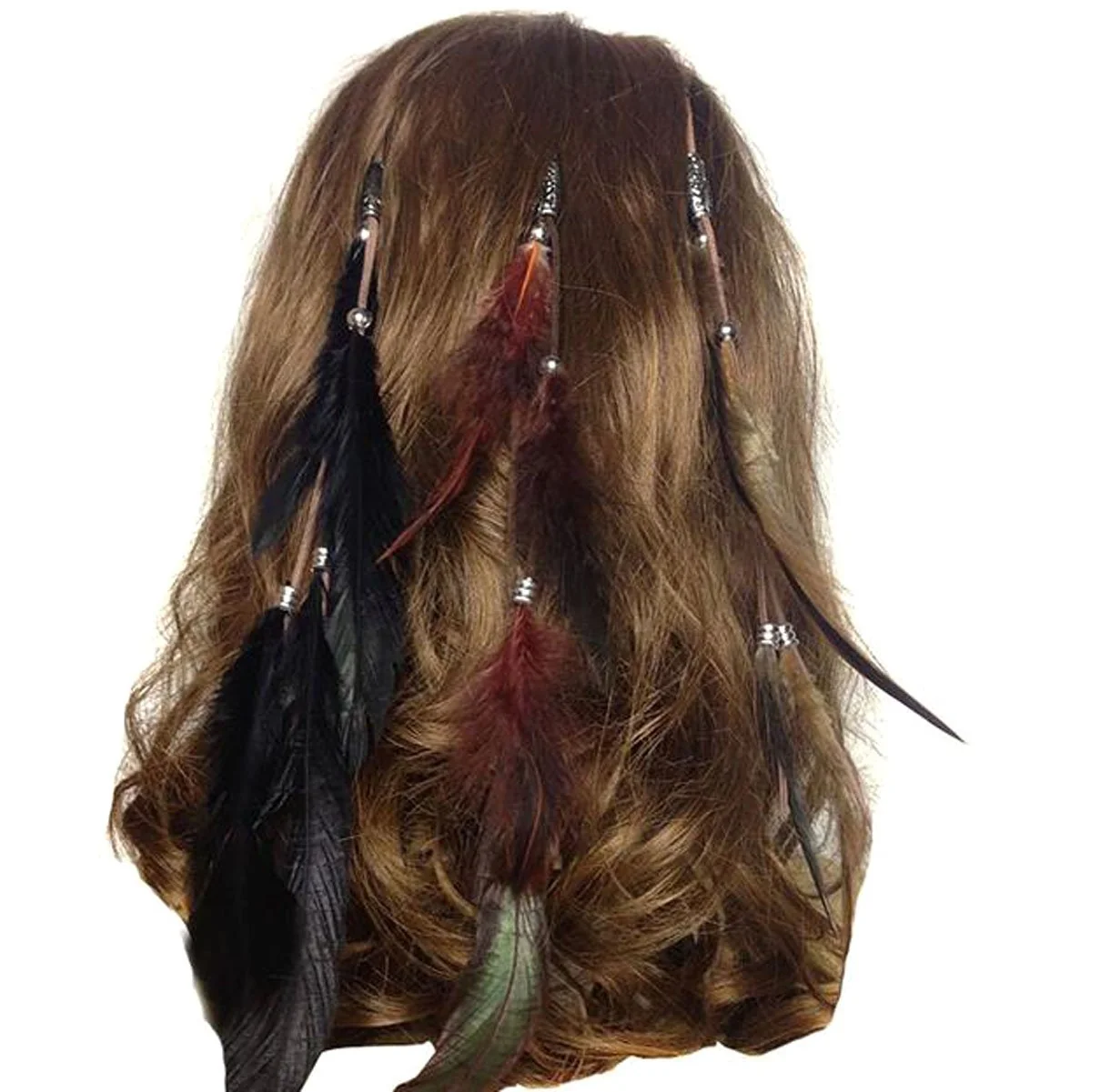 Premium Material 3 Pcs Handmade Boho Feather Clip Comb Hair Extensions - Women Lady Hippie Headdress Hairpin for Hair DIY Accessories Official