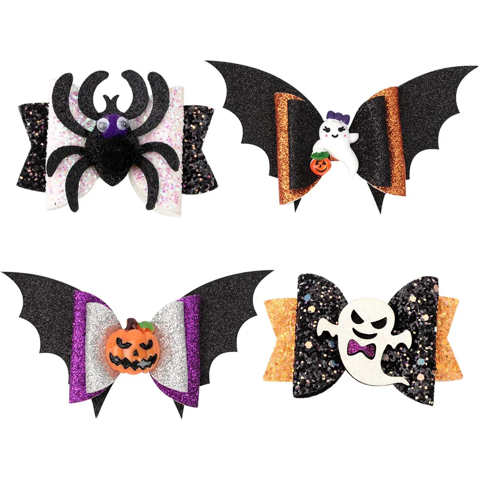 Responsible 4 Pcs Halloween Hair Bows Glittering Ghost Spider Hair Clips for Girls Spider Hair Bows for Woman Pumpkin Hairpins for Kids Cartoon Halloween Hair Lightweight