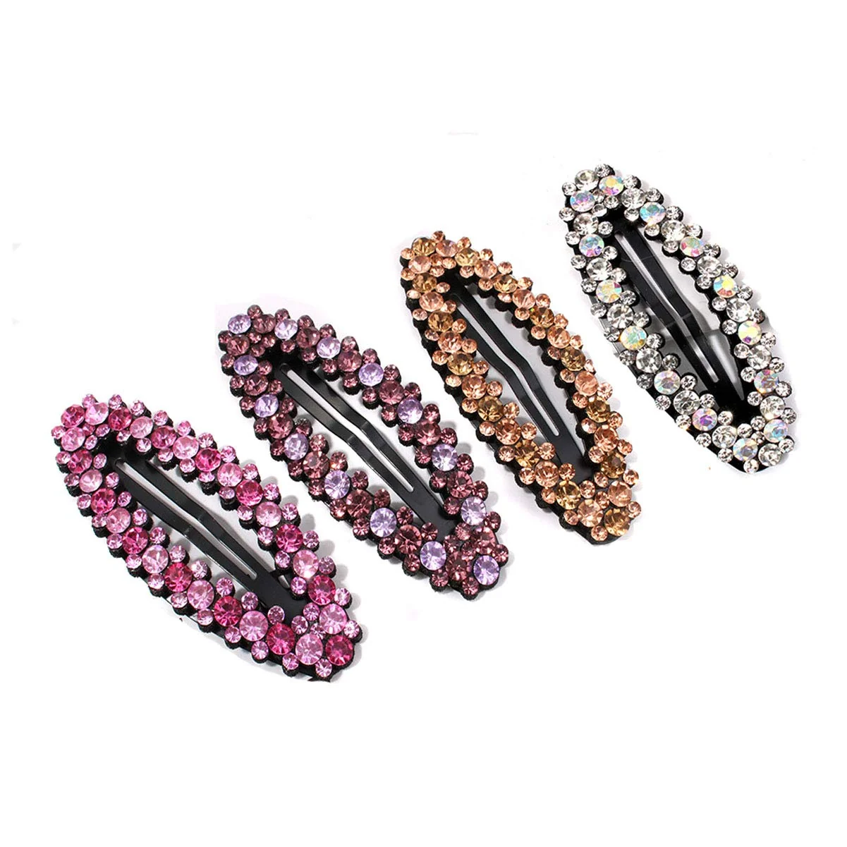 Contemporary 4 Pcs Shiny Rhinestone Snap Hair Clip Simple Fashion Alloy BB Clip Side Clip Hair Pins Hair Barrettes Women Hair Styling Accessories Original Design