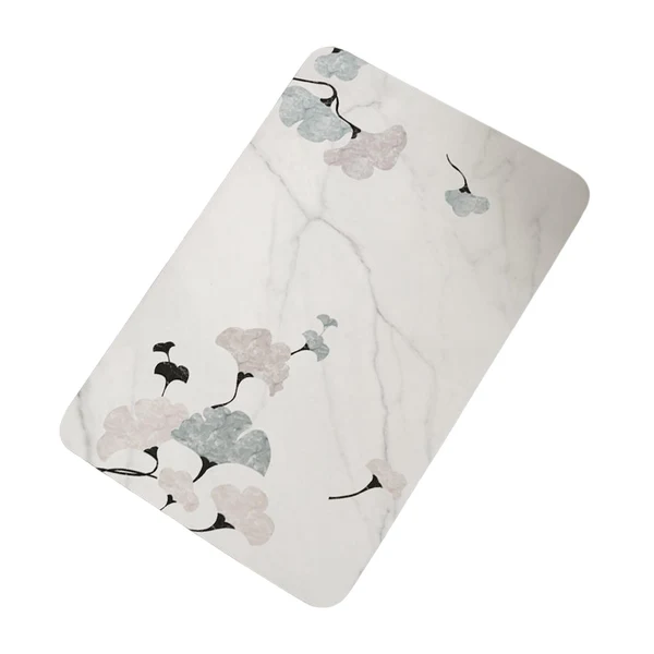 Superior Maxbell Diatomaceous Bath Mat Non Slip Thin Washable for Home Bathroom Kitchen Gingko marble Trendy