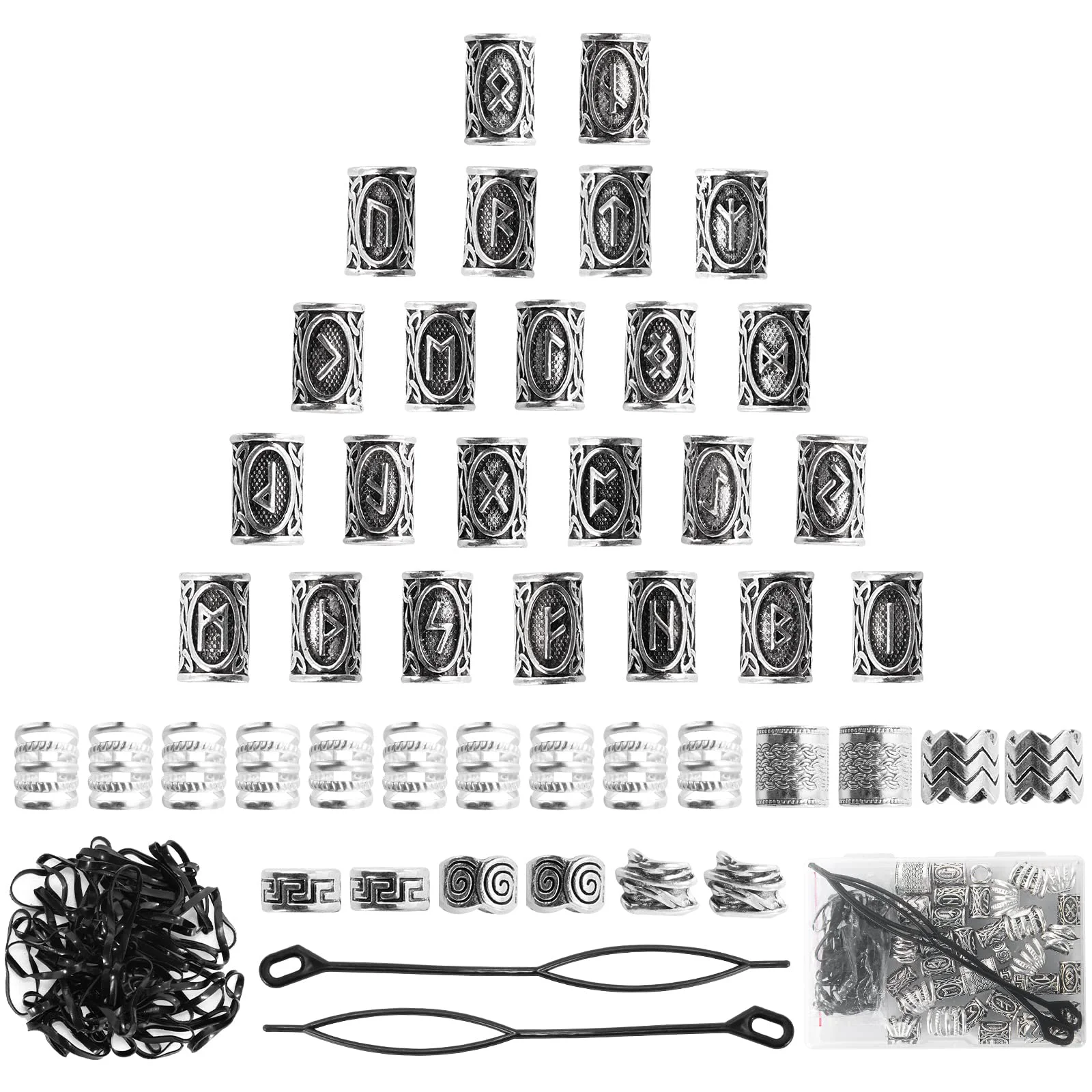 Durable 76PCS Vikings Hair Jewelry Norse Runes Tube Beads Metal Clips Cuffs Rings Accessories for Braids Dreadlocks Beads for Braiding Beard Decoration Proven