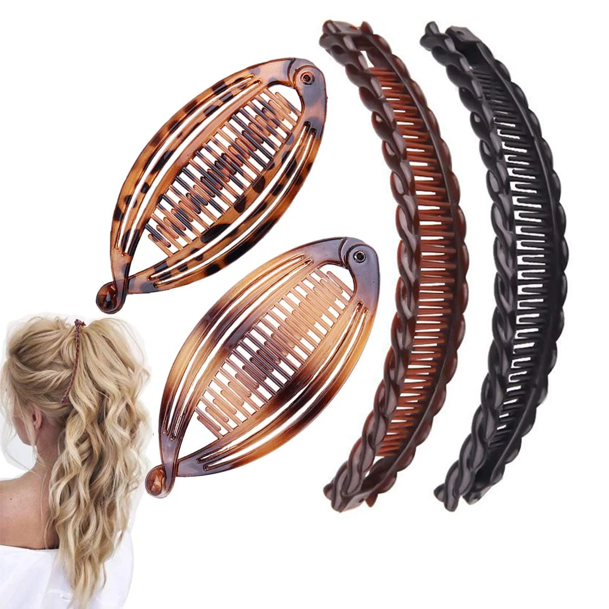 Expertly Made Aaiffey 4pcs Banana Hair Clips Vintage Clincher Combs Tool for Thick Curly Hair Accessories Fish Shape Ponytail Holer Claws Grips Clamp Clip Claws Set Next-Generation