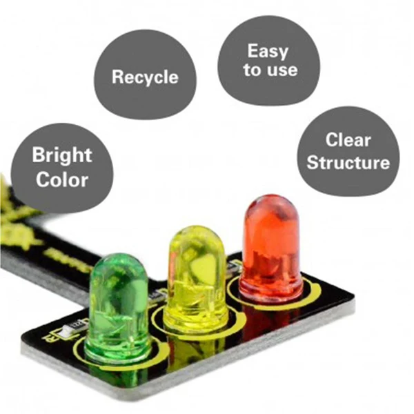 Minimalist Maxbell LED Railway Traffic Lights Light-Emitting Module for Raspberry Pi Certified