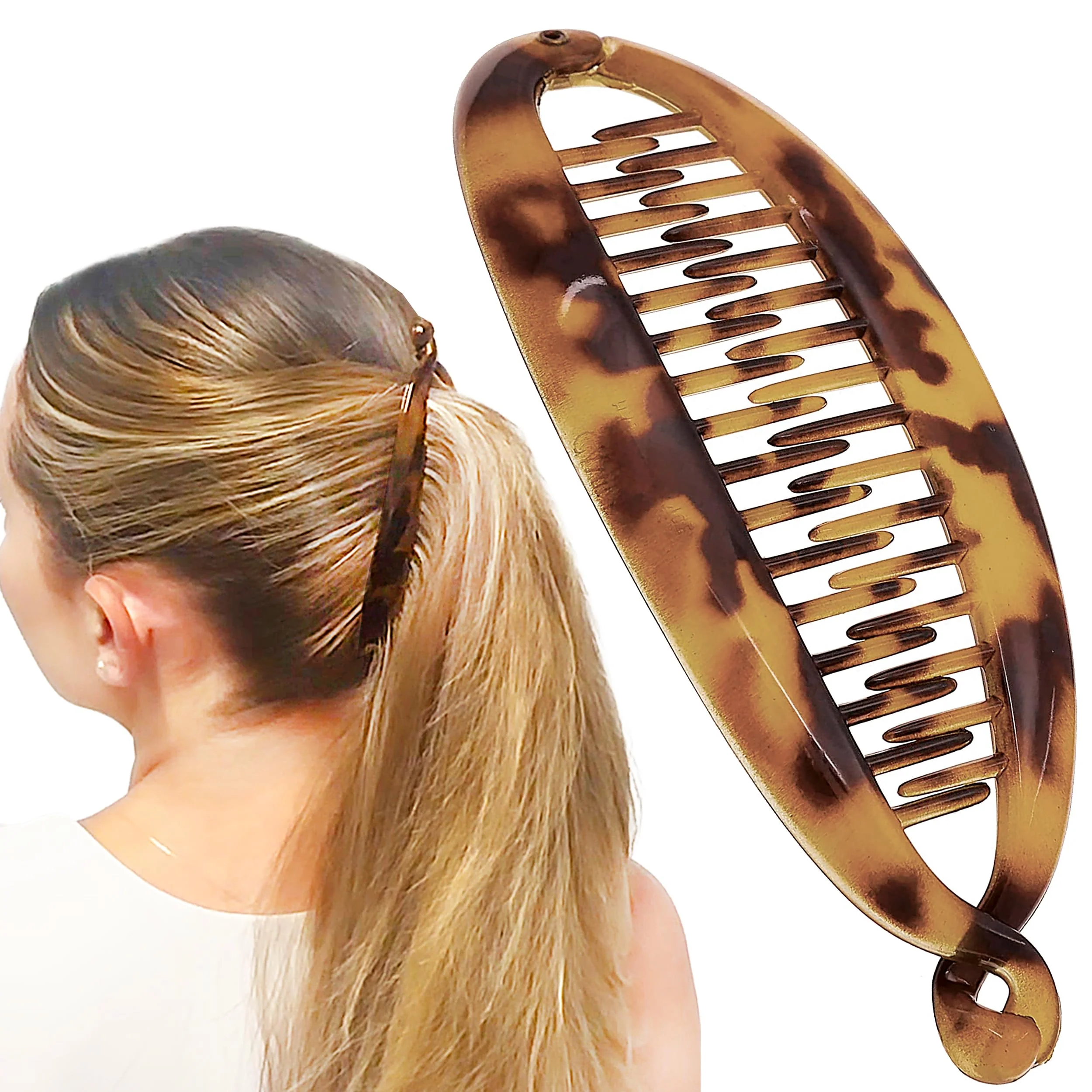 First-Class Camila Paris CP1578 French Large Banana Clip Hair Comb Classic Banana Clips Hair for Thick Hair Ponytail Holder Interlocking Styling Clips for Women Easy-to-Use