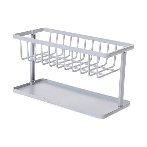 Luxury Maxbell Kitchen Sponge Holder Length Drainer with Drain Tray for Countertop Gray User-Friendly