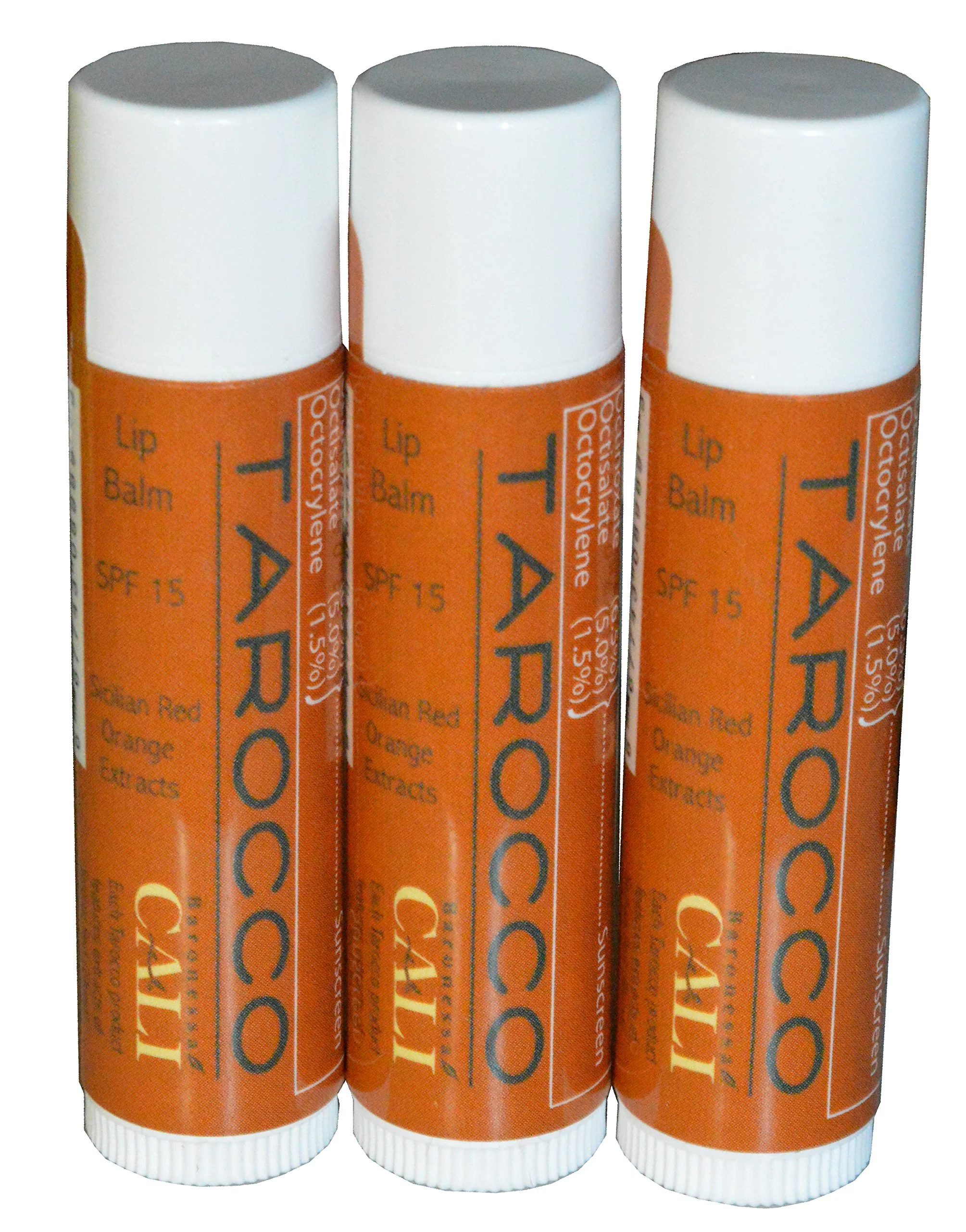Easy-to-Use Cali Baronessa Tarocco Sicilian Red Orange Nourishing Lip Balm - Repairs and Nourishes Lips - 0.15 Ounce Each Pack of 3 Green