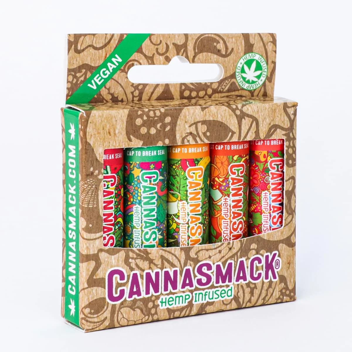 Superior CannaSmack Vegan Hemp Lip Balm - 5 Flavors Included - Soothe Moisturize Hydrate Protect Nourish Dry Chapped or Irritated Lips - Made with Hemp Healthy