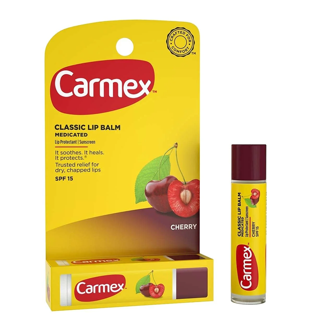 Solid Carmex Click-Stick Moisturizing Lip Balm SPF 15 Cherry 0.15 oz Pack of 3 Breathable