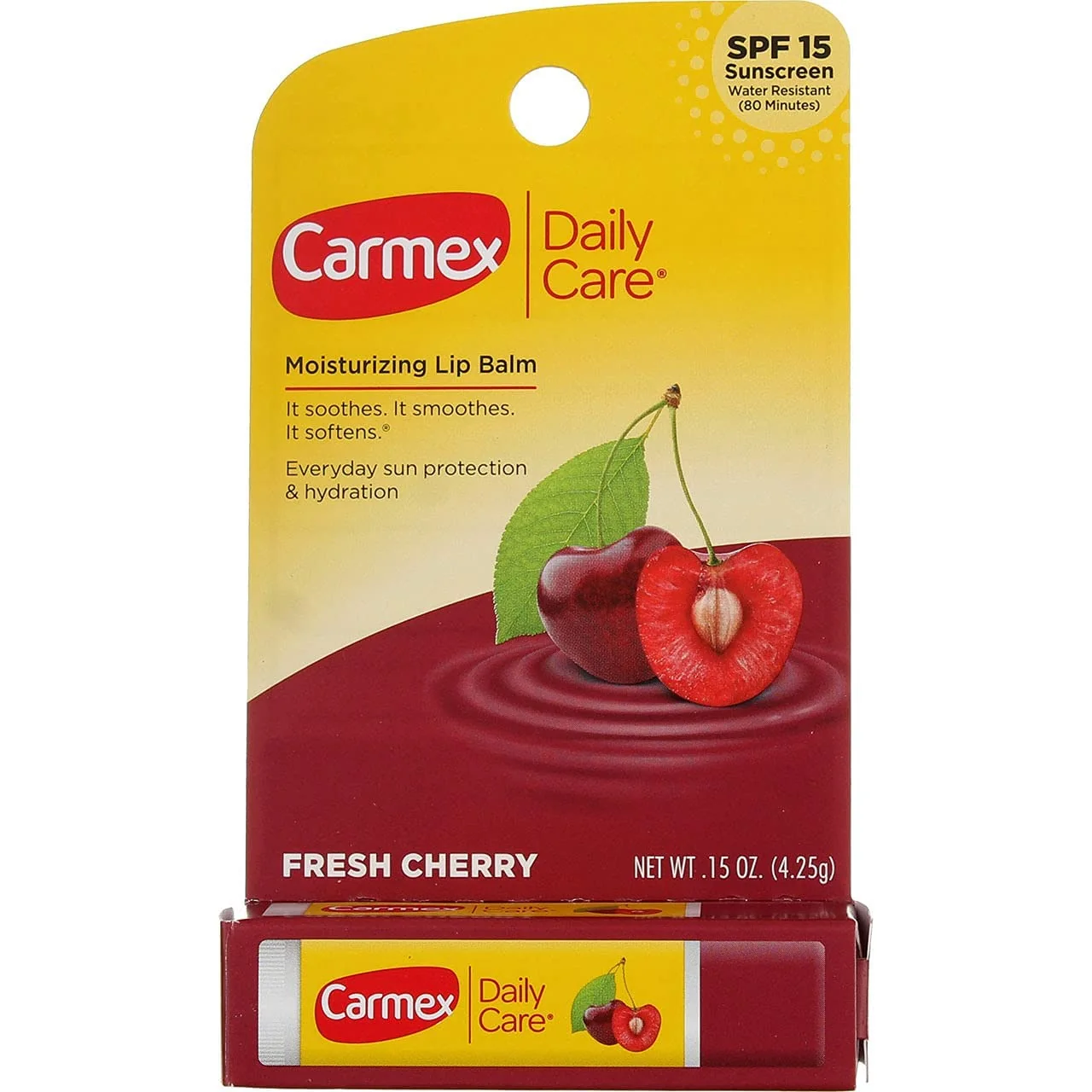 Breathable Carmex Click-Stick Moisturizing Lip Balm SPF 15 Cherry 0.15 oz Pack of 4 Functional