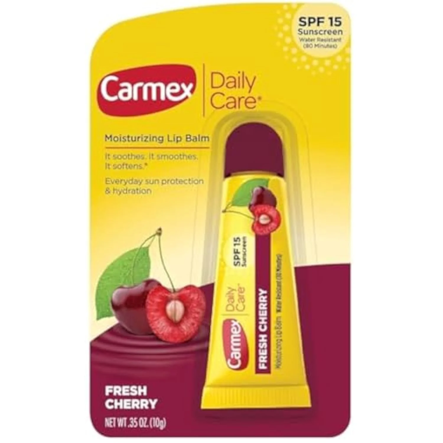 Easy-to-Use Carmex Daily Care Moisturizing Lip Balm Fresh Cherry SPF 15 0.35 oz Practical
