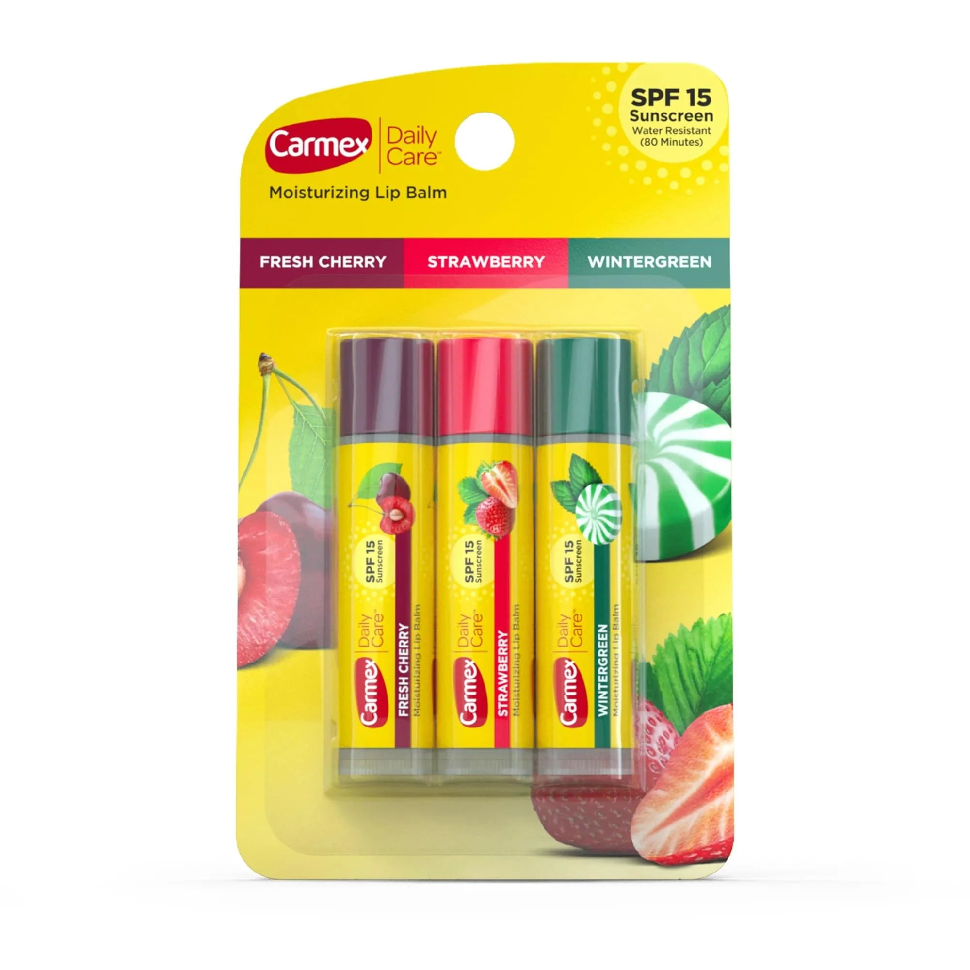 Organic Carmex Daily Care SPF15 Variety Pack - 2 Pack each pack includes 3 sticks Fast