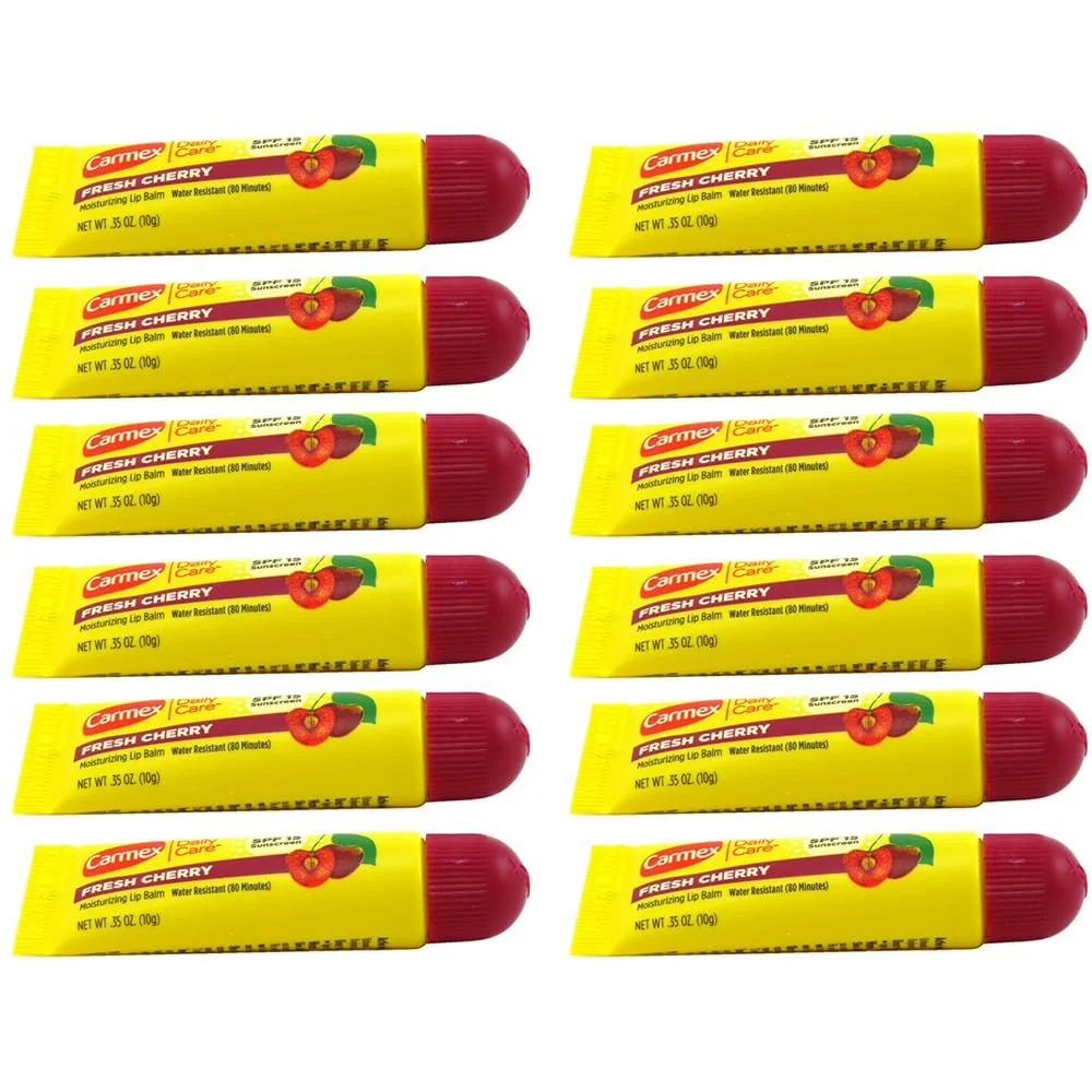 Responsible Carmex Lip Balm Tube Fresh Cherry SPF 15 0.35 Ounce 12 Pack Comfortable